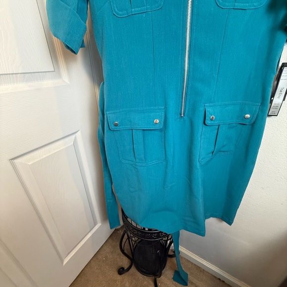 Teal Zip-Front Dress - Picture 7 of 15